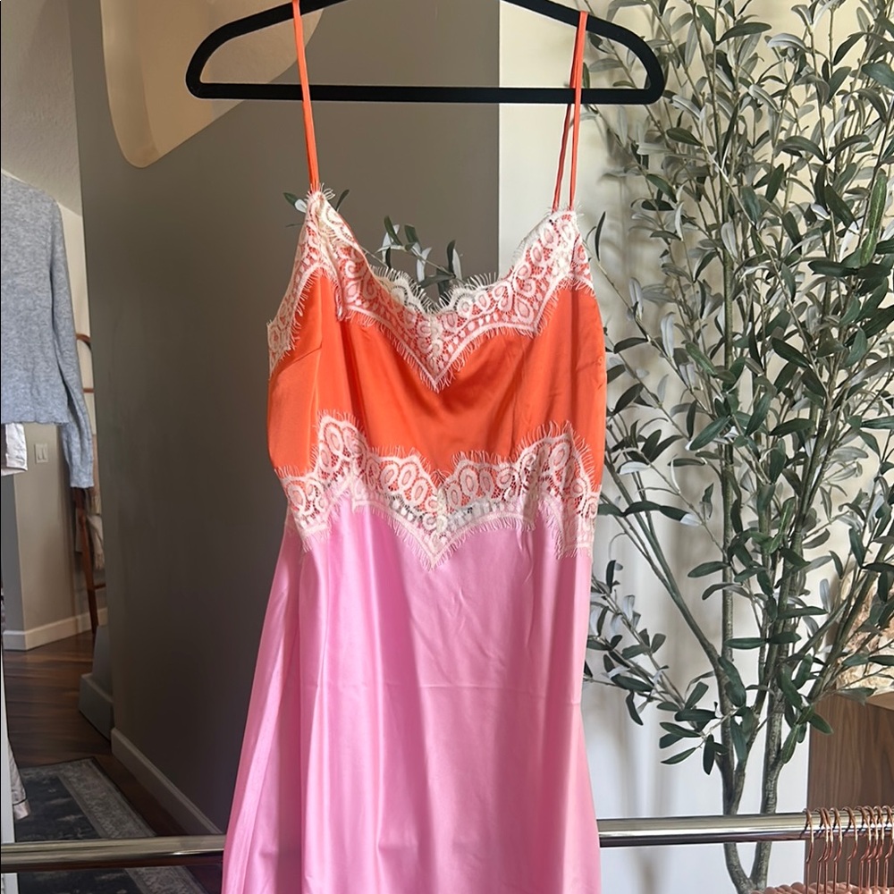 12th tribe silk pink/orange dress! NWT